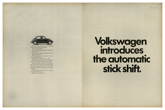 “Volkswagen introduces the automatic stick shift”, 1968