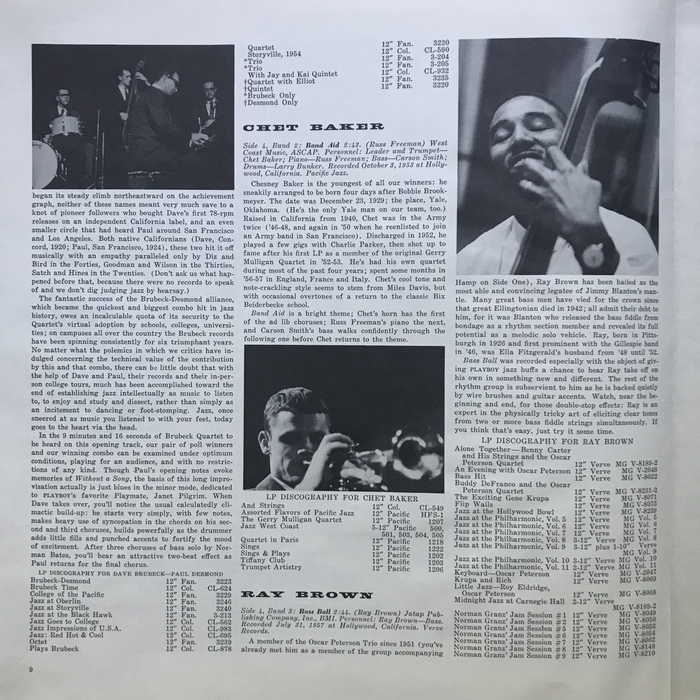 The booklet included extensive notes and bios on all of the performers.