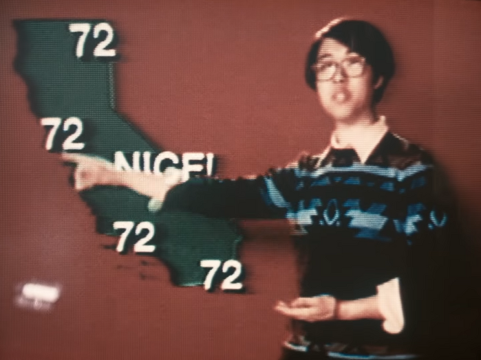 The sans on these weather-forecast graphics is the one font here I can’t identify – seems likely it’s just Helvetica but the CRT makes it tough to get clear outlines.