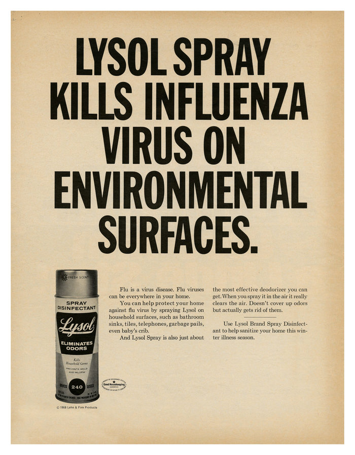 Lysol Spray ad (1968) - Fonts In Use