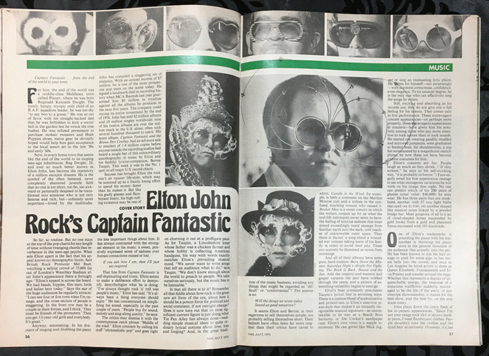 TIME magazine, “Rock’s Captain Fantastic: Elton John”, July 7, 1975 2