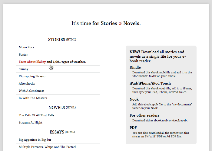 Stories & Novels Index Page