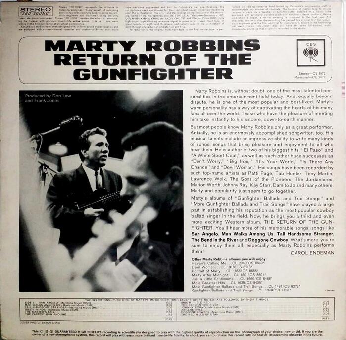 Marty Robbins – The Return of the Gunfighter album art 2