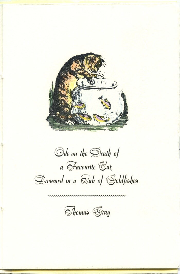 Ode on the Death of a Favourite Cat Drowned in a Tub of Goldfishes by Thomas Gray, Philoxenia Press