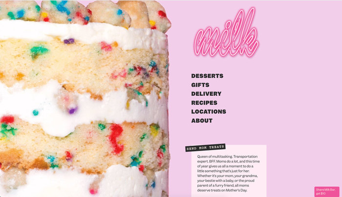 Milk Bar website 1