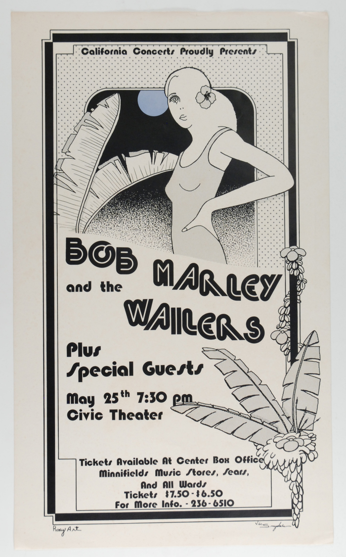 Bob Marley and the Wailers at Civic Theater concert poster 1