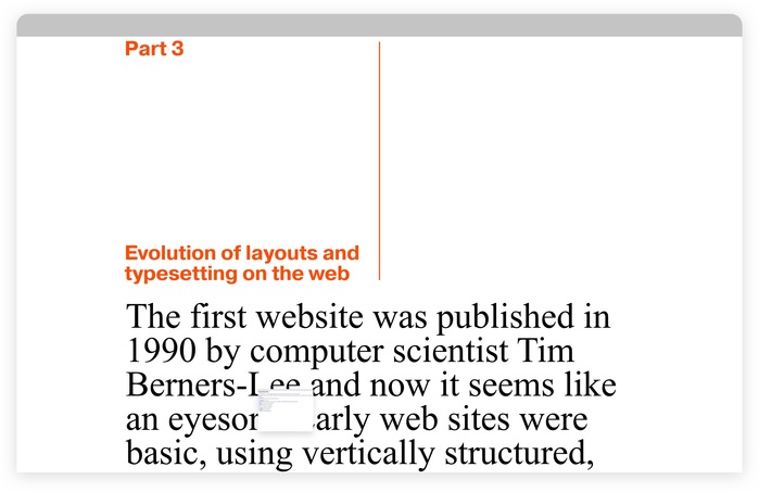 For part 3, the typography switches to  and .