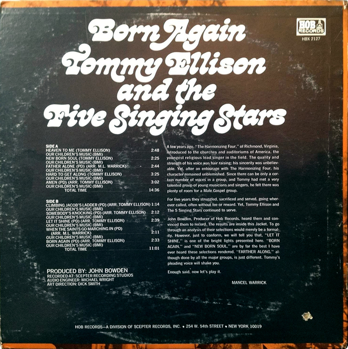 Tommy Ellison &amp; The Five Singing Stars – Born Again album art 2