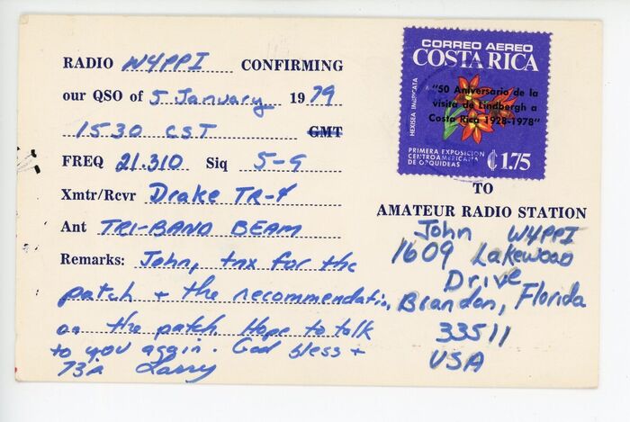 W.L. Larry Baker QSL card 2