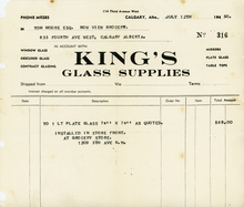 King’s Glass Supplies invoice (1950)