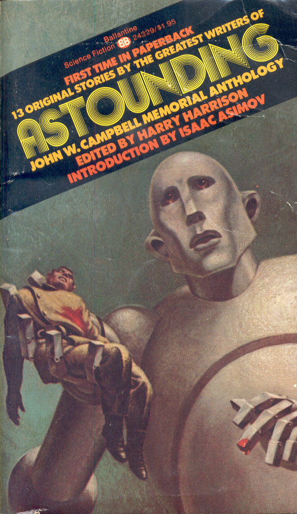 Cover of the paperback edition by Ballantine, December 1974, with cover art by Frank Kelly Freas. Originally made in October 1953 as cover illustration for Tom Godwin’s “The Gulf Between” for Astounding Science Fiction magazine, this image was later reused for the cover of Queen’s album News of the World (1977).
[More info on ISFDB]