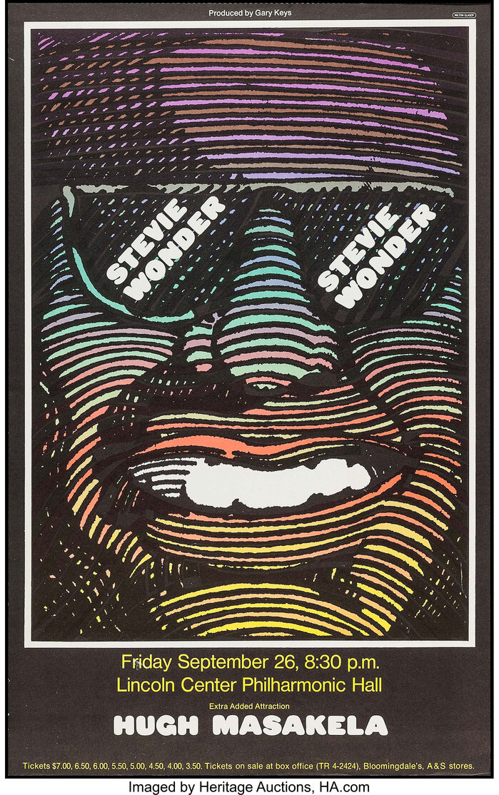 Stevie Wonder and Hugh Masekela at Lincoln Center Philharmonic Hall concert poster 2