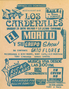 El Morito Y Su Grupo at Restaurant Bar Los Cardenales concert flyer