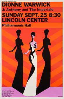 Dionne Warwick at Lincoln Center Philharmonic Hall concert poster