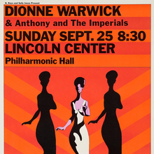 Dionne Warwick at Lincoln Center Philharmonic Hall concert poster