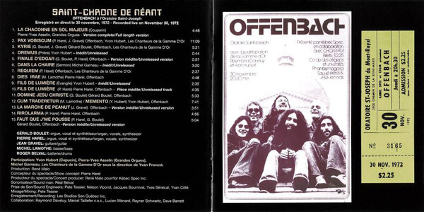 Track list with a vintage poster and ticket, as reproduced in the CD booklet of a 2008 re-release.
