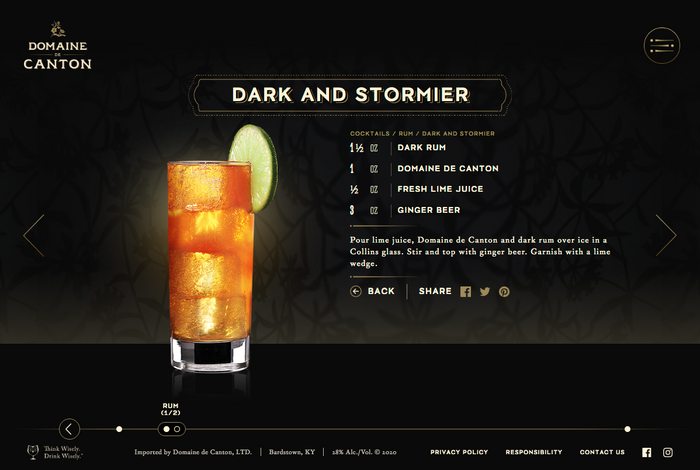 Cocktail recipe featuring Argent Grotesque for title and ingredients, Argent Antique for amounts, and Corundum Text for instructions.