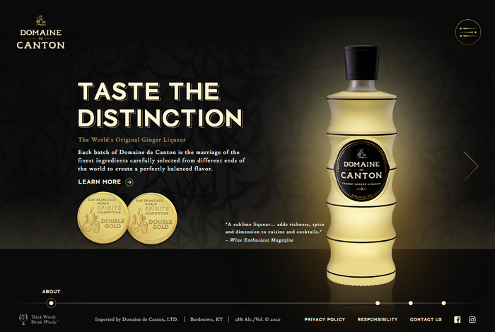Web page with Argent Grotesque for headings and navigation and Corundum Text for copy and testimonials.
