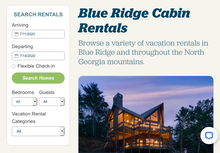 Southern Comfort Cabin Rentals website