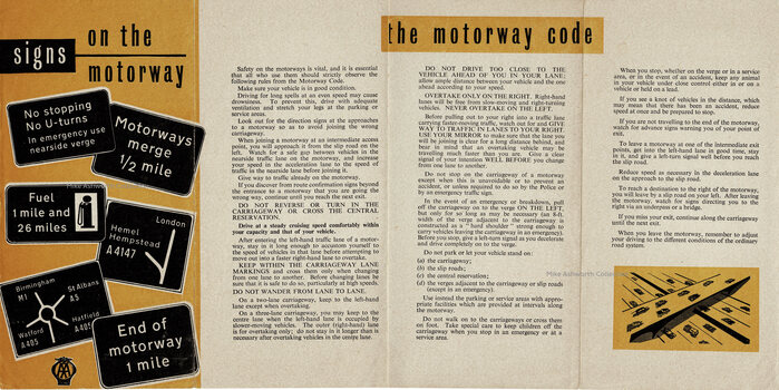 The exemplary signs reproduced at the left show  in indirect use. The new typeface for road signs in the UK was designed between 1957 and 1963 by Jock Kinneir and Margaret Calvert. The text is set in .