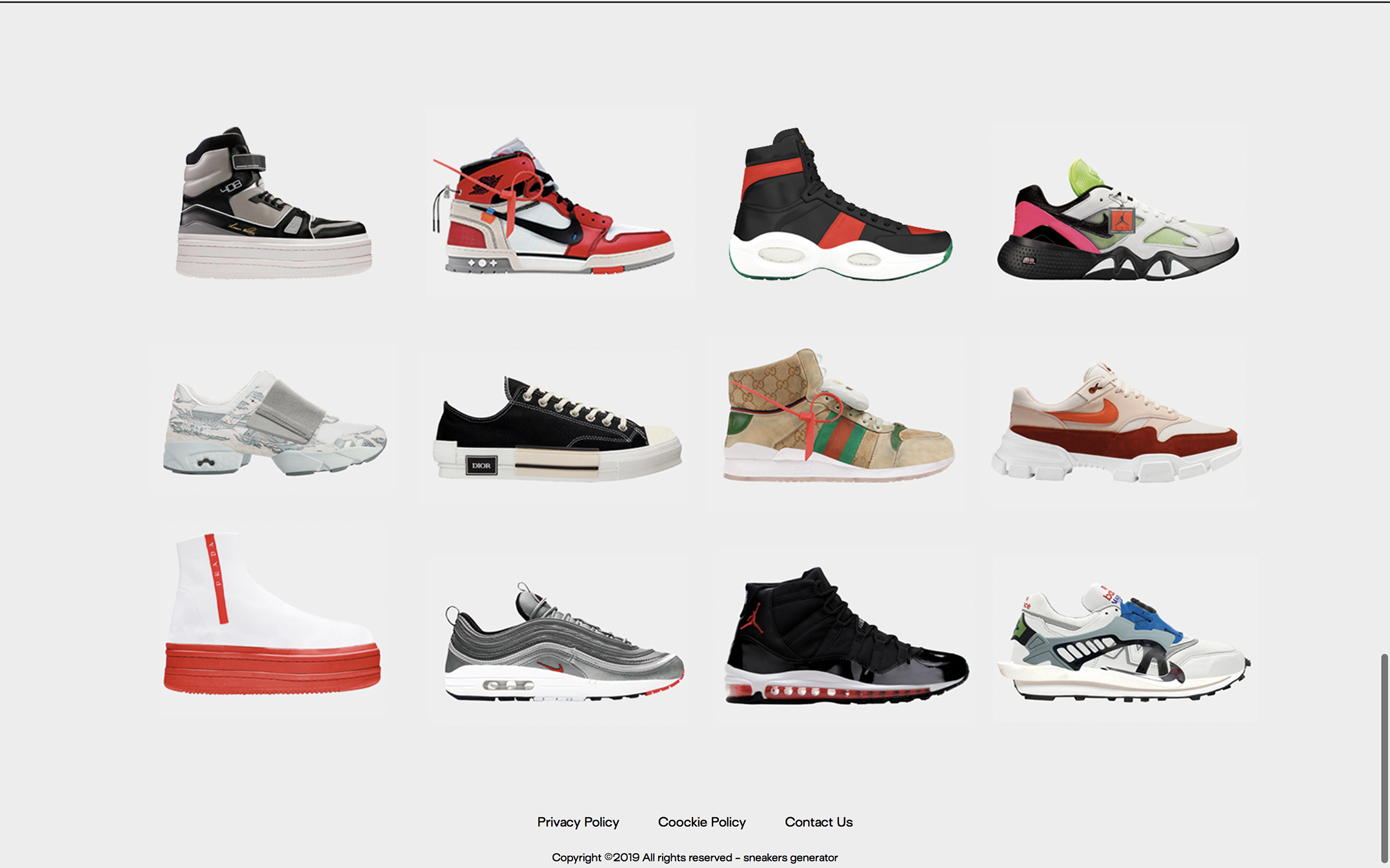 Sneakers Generator website - Fonts In Use