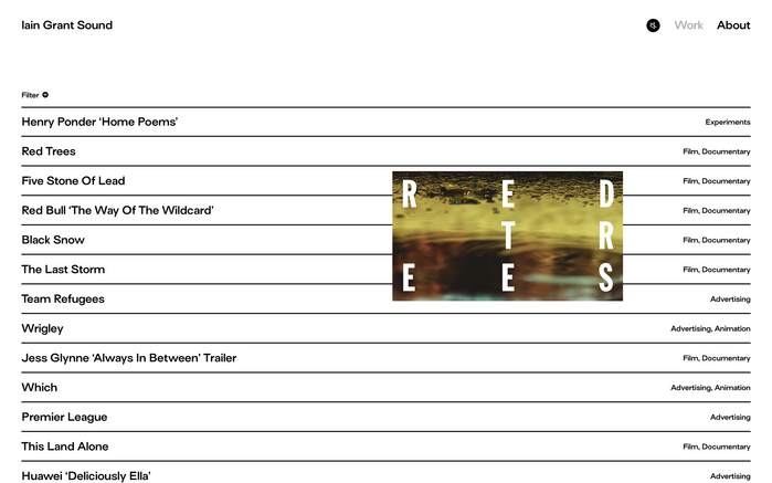 Iain Grant Sound portfolio website 4