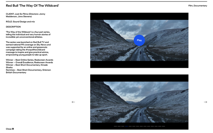 Iain Grant Sound portfolio website 2