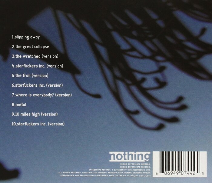 CD back cover with track list (uncensored). Of course the numbered list is not aligned to the dot, and has no space before the title.