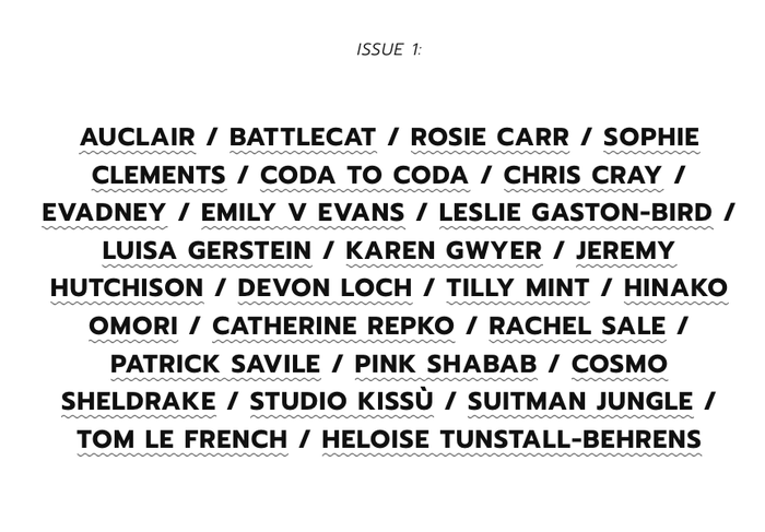 Website detail with the list of contributors to issue 1, in caps from .