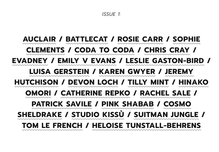 Website detail with the list of contributors to issue 1, in caps from .