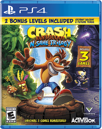 Crash N-Sane Trilogy PS4 packaging.