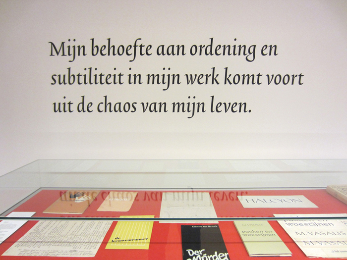 Quote by Salden: “my need for order and subtlety in my work arises from the chaos in my life.”, set in Trinité No. 2 Italic. The No. 2 series comes with medium length ascenders and descenders.