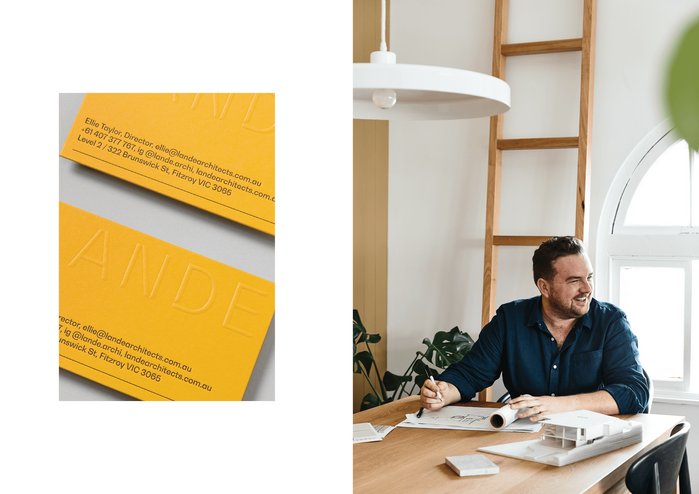Business card detail and interior