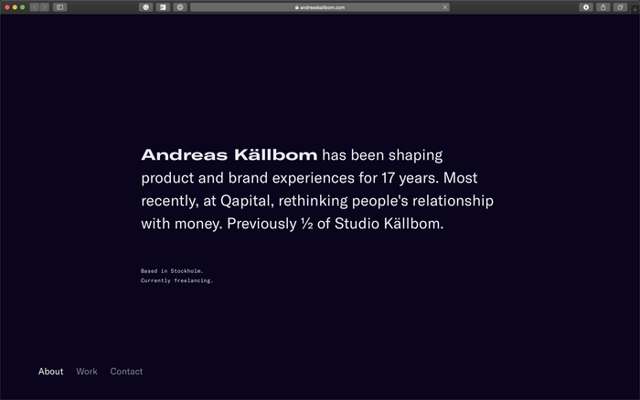 Andreas Källbom portfolio website 1