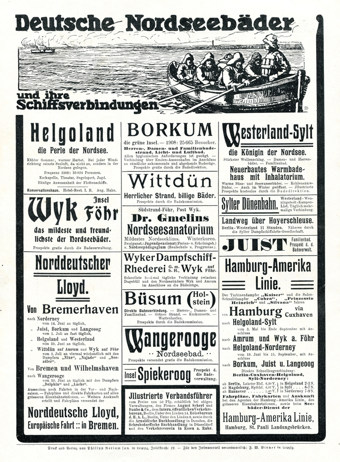 “Deutsche Nordseebäder” ads in Reclams Universum (1909) 1
