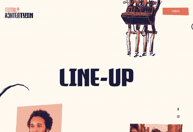 The “Line-Up” heading gets lighter (and narrower) as the visitor scrolls through the artist images.