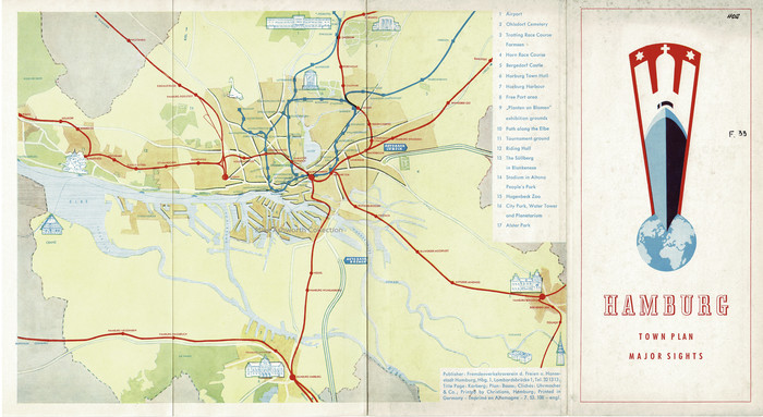 Hamburg town plan and major sights (1952) 1