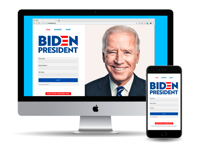 Earlier version of the campaign website.
