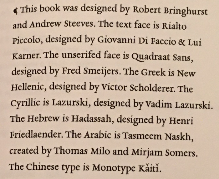 The colophon ends your journey with a delightful pilcrow, ampersand, long-tail Q and some hačeks.