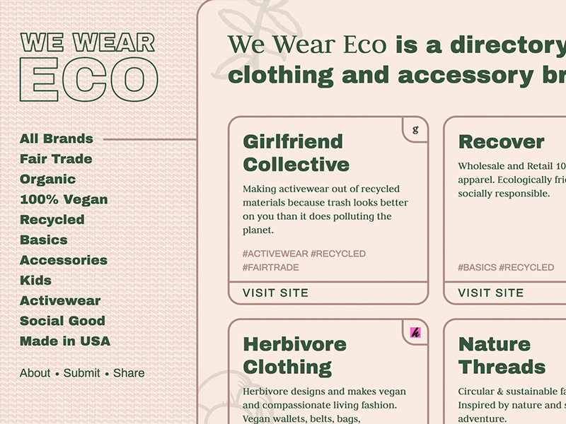 We Wear Eco Website - Fonts In Use