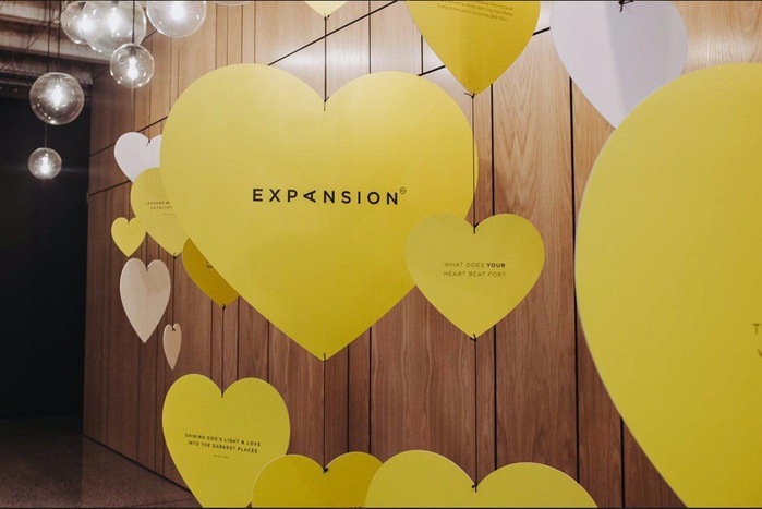 “What does your heart beat for?” hanging hearts display 2