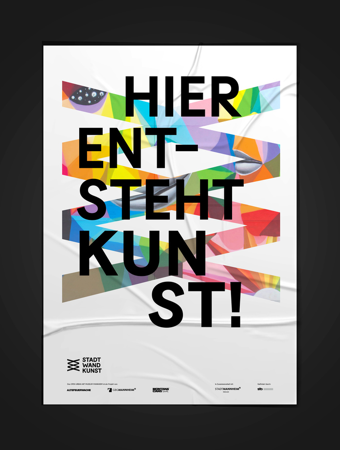 Display poster to mark the location for Live paintings © Gestaltung Mannheim / Juliane Gutschmidt