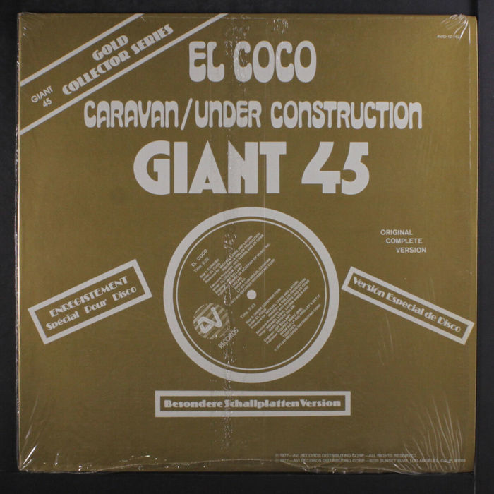 El Coco – “Caravan” / “Under Construction” uses  AKA Vigus. In addition to Broadway, there’s also  for “Besondere Schallplatten Version” and “Gold Collector Series”. The small “Giant 45” in the top left corner shows .