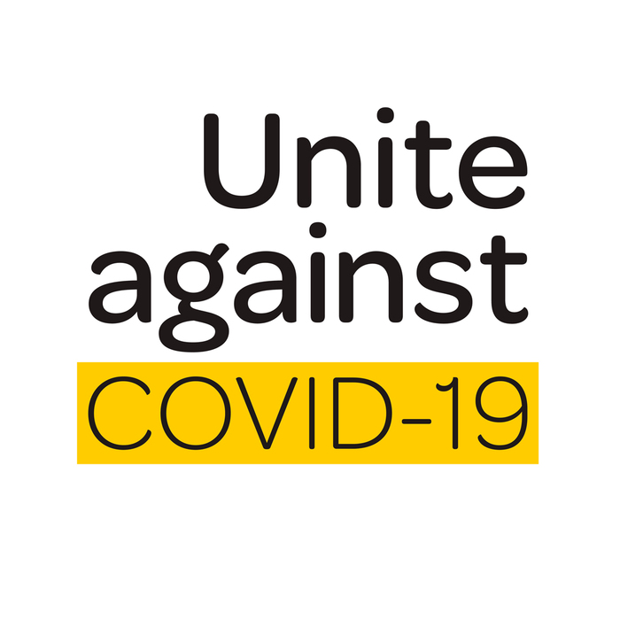 &hellip; and &ldquo;Unite against COVID-19&rdquo; in English.