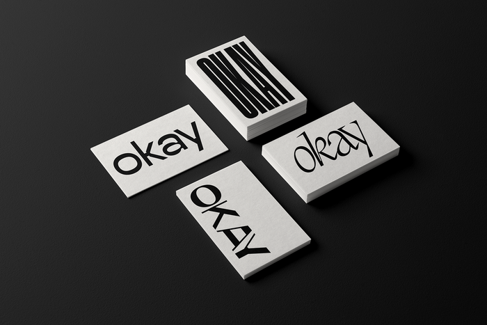 “Okay”, set in , , , and , latter with a mix of roman and italic glyphs.