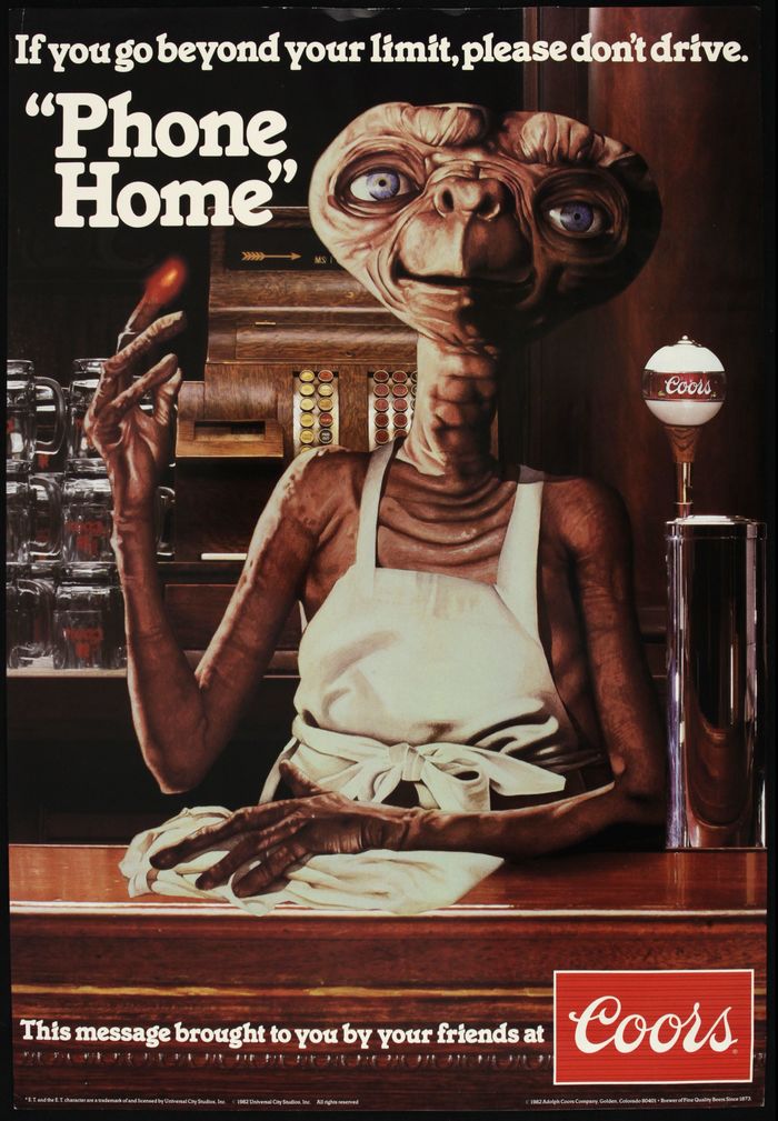 The apron and rag seem to suggest an alternate ending where E.T. gives up on trying to leave Earth and gets into bartending.