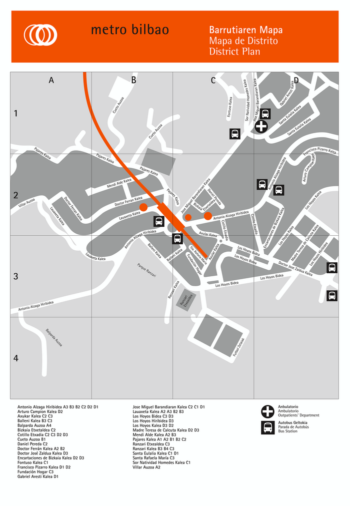 On this district plan, the English text is set in , which appears to be an exception.