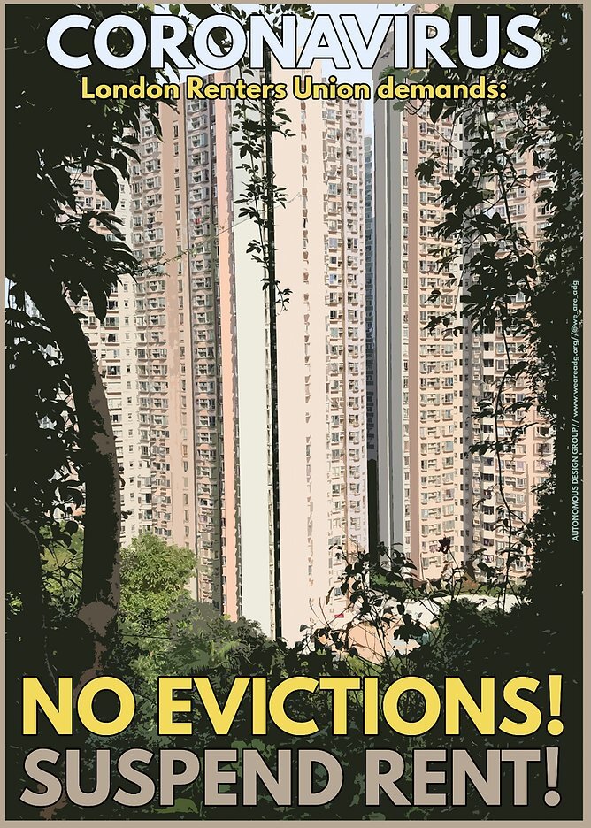 Poster for London Renters’ Union during the Coronavirus pandemic.