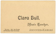 Clara Bull, Music Teacher business card