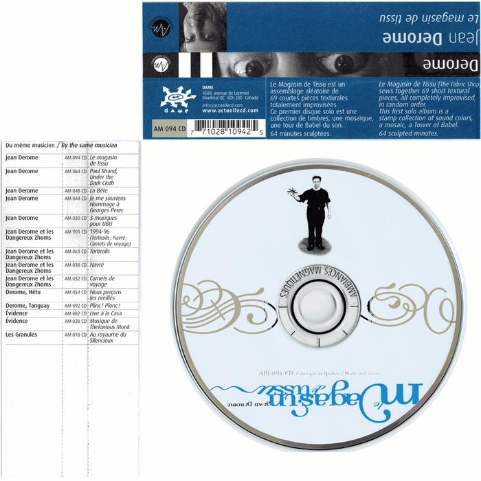 CD with type in Dalliance and spine blurb cards in FF Dax